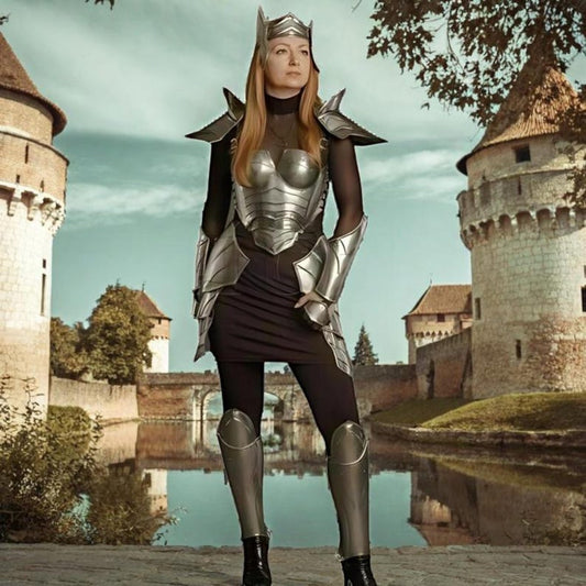 Female Lady Cuirass Body Medieval Armor front view on mannequin