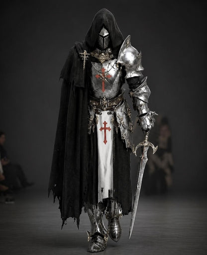 Steel cuirass chest plate detail of Full Body Barbuta Knight Armor medieval suit