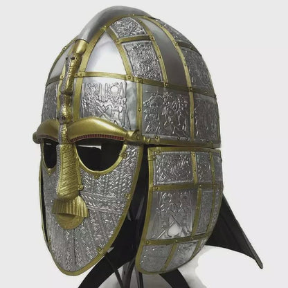 Full-Face Anglo-Saxon Helmet with Display Stand – Viking Style Gear