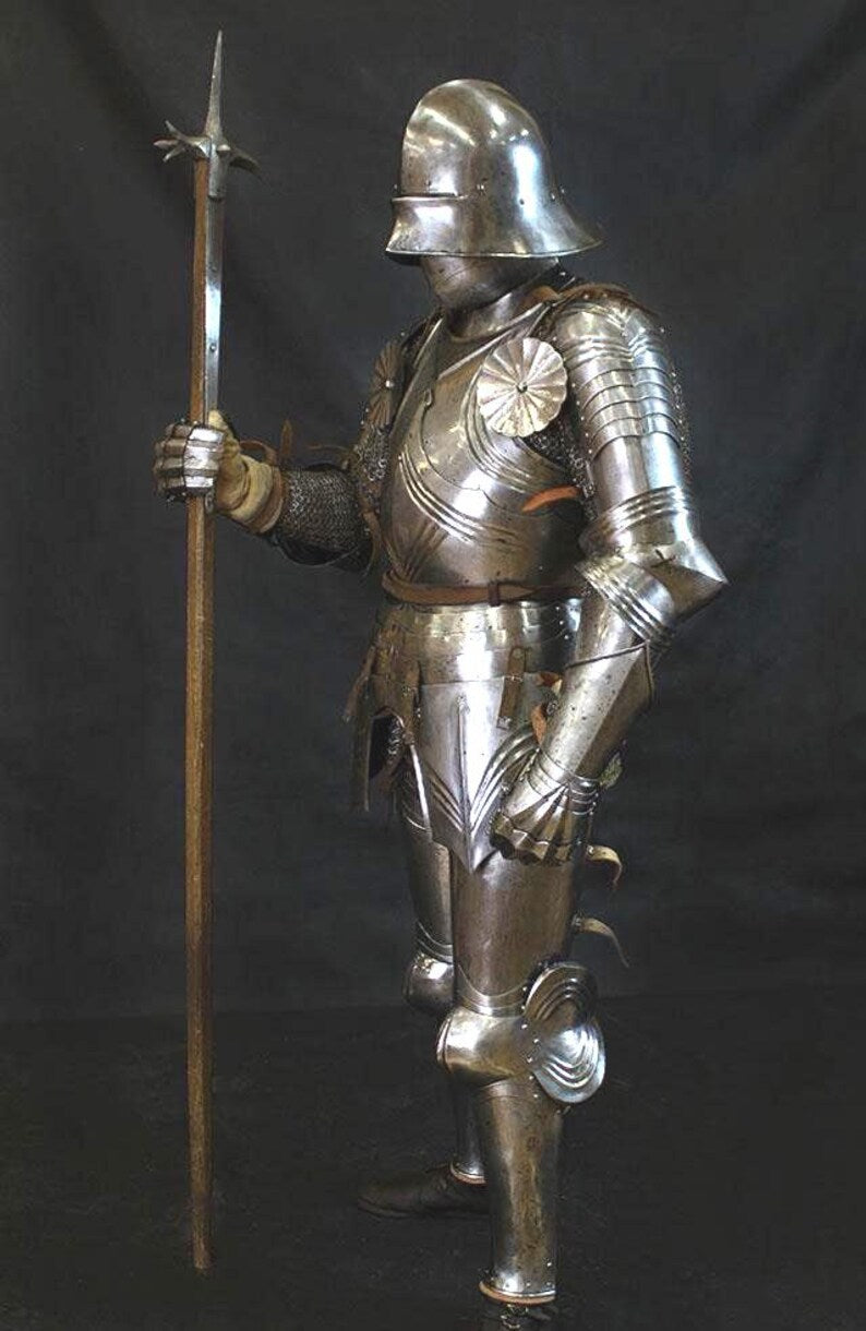 Full Gothic Plate Armor with Leg Harness and Steel Greaves