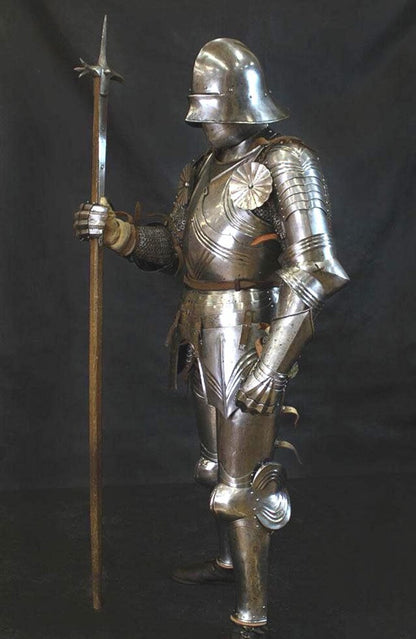 Full Gothic Plate Armor with Leg Harness and Steel Greaves