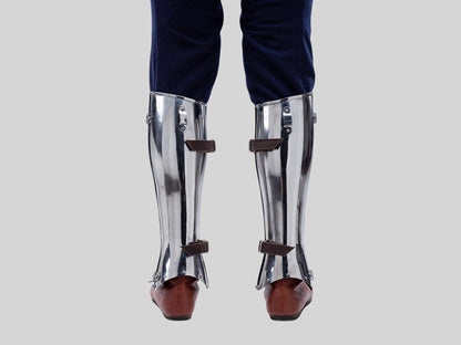 Full-length knight greaves made of high-quality mild steel for reenactment