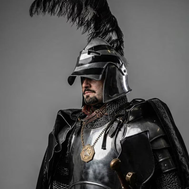 Full mild steel LARP cosplay knight armor suit for Halloween warrior costume
