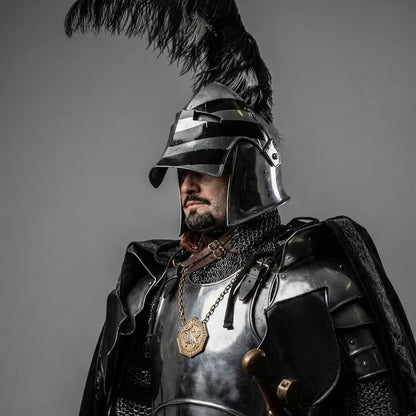 Full mild steel LARP cosplay knight armor suit for Halloween warrior costume