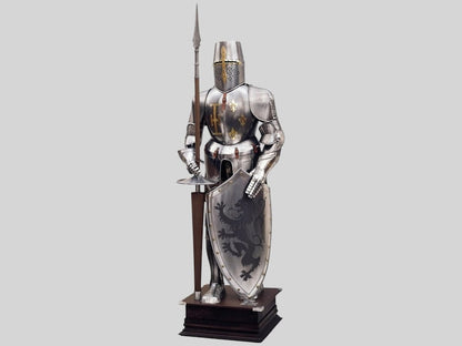 Full Size Crusader Knight Armor Suit with Shield and Lance for Display