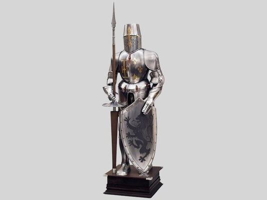 Full Size Crusader Knight Armor Suit with Shield and Lance for Display