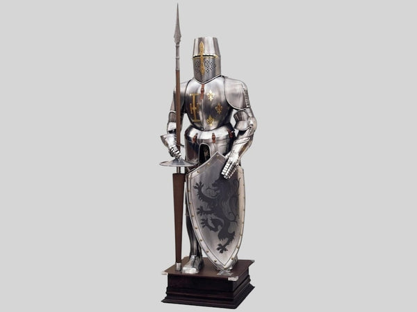 Full Size Crusader Knight Armor Suit with Shield and Lance for Display
