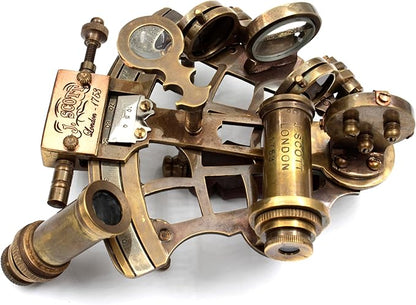 Functional antique nautical sextant used for celestial navigation

