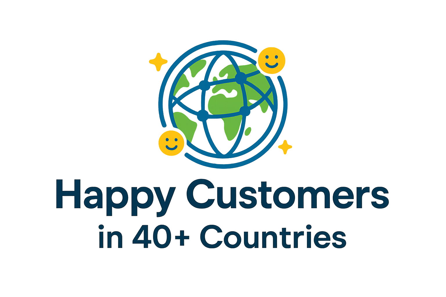 generate logo for Happy Customers in 40+ Countries