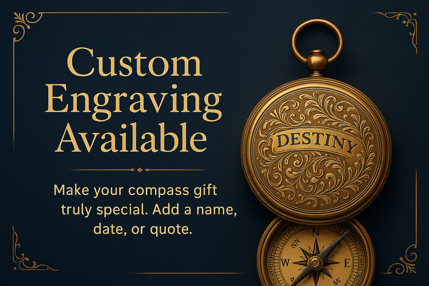 generate small banner Custom Engraving Available
Make your compass gift truly special. Add a name, date, or quote