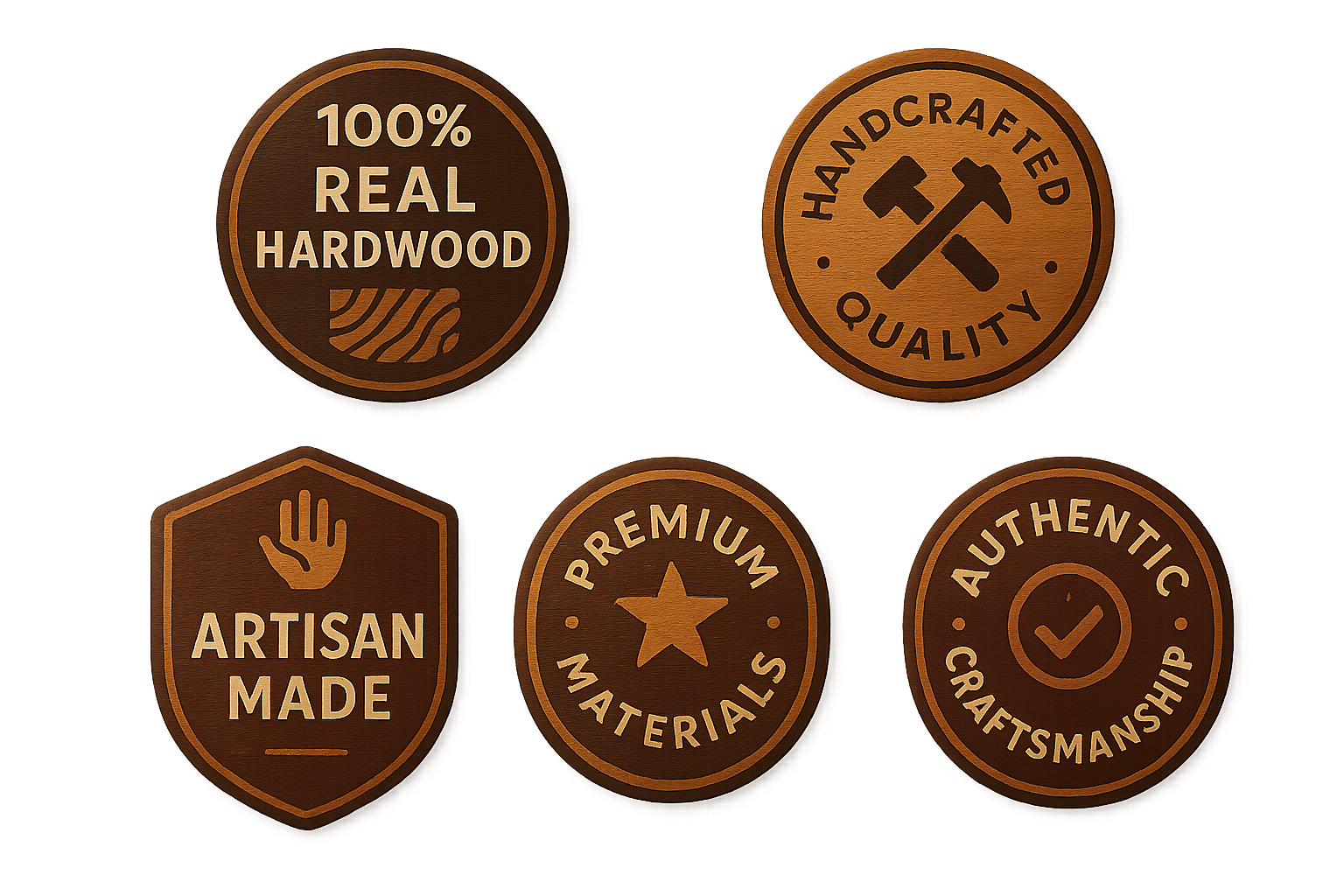 generate trust badges for Handmade with 100% Real Hardwood walking stick