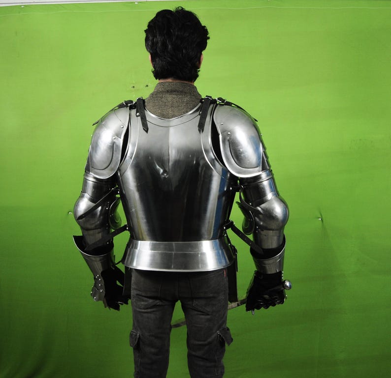 German Gothic medieval armor side profile steel suit