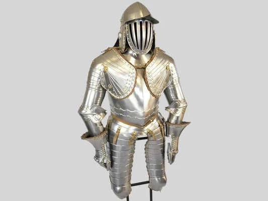 Front view of Germanic Beetle Armor Suit – 15th Century Medieval Full Body Armor by Artisans Hub

