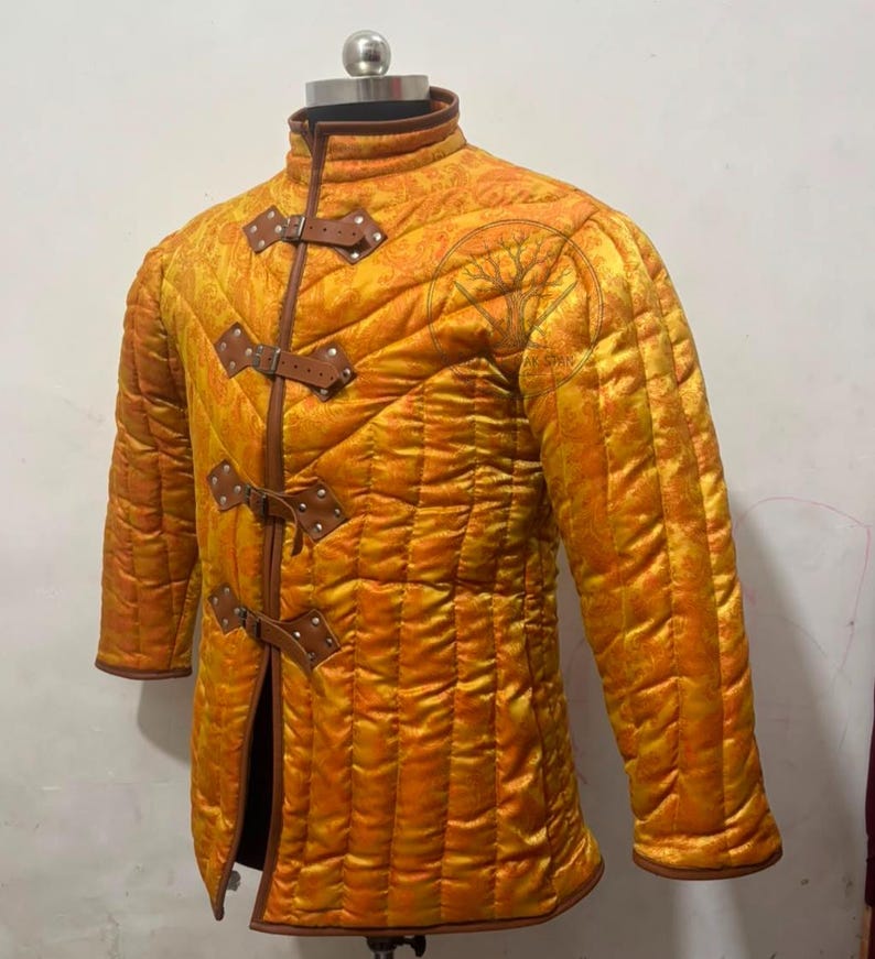 Gold padded arming doublet for LARP and medieval reenactment armor