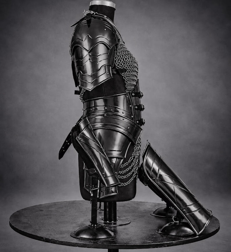 Gothic Female Knight Armor with steel plates and chainmail
