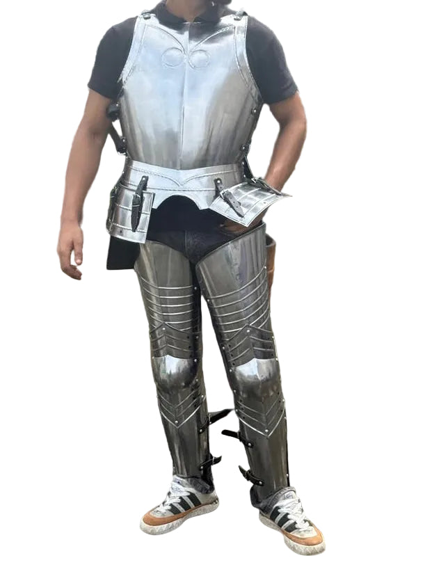 Gothic German plate armor with tassets and leg armor for Renaissance fair and LARP use