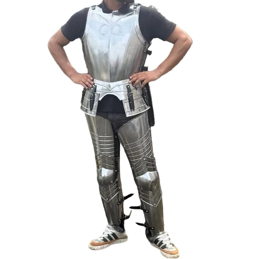 Gothic German Steel Cuirass front view showcasing authentic medieval plate armor design