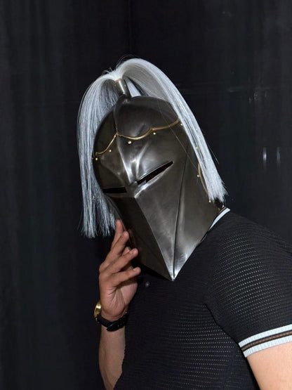 Gothic Knight Helmet with Plume display piece for collectors of medieval steel armor and historical replicas