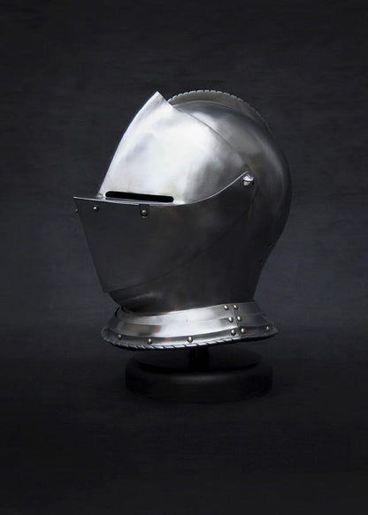 Buy Gothic knight helmet handmade steel reenactment armor with authentic riveted construction
