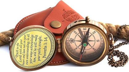 Engraved compass with inspirational Proverbs quote - Perfect gift for graduation, baptism, and confirmation

