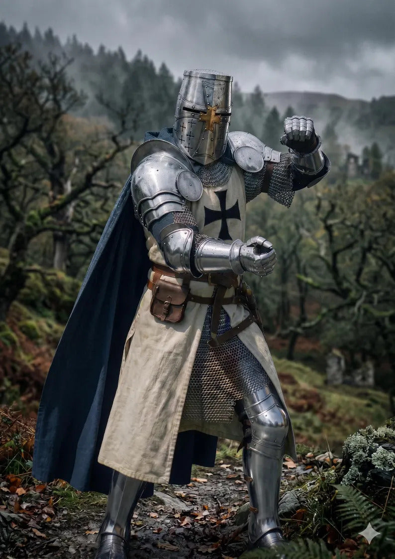 Teutonic crusader knight great helmet close-up crafted in 18 gauge steel for medieval reenactment cosplay and historical warrior costume