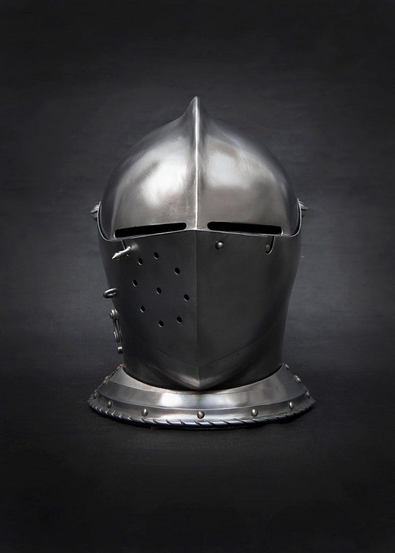 Buy hand forged medieval knight helmet for display collectible cosplay and historical armor collection