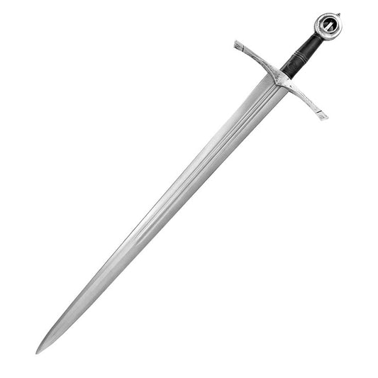 Hand-forged medieval knight sword with double-edged blade

