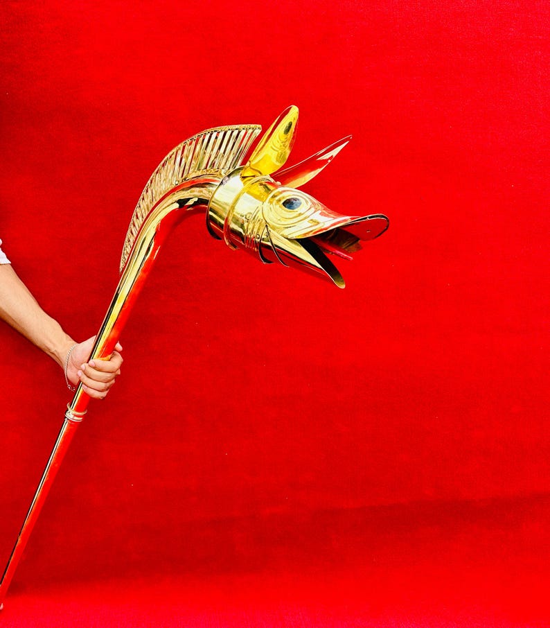 Handcrafted Brass Carnyx Celtic War Horn ancient instrument replica front view