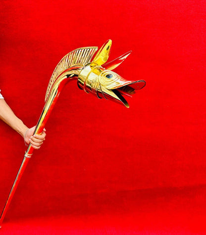 Handcrafted Brass Carnyx Celtic War Horn ancient instrument replica front view