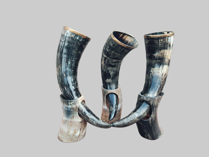 Handcrafted Drinking Horn with Stand – Viking beer mug for adults