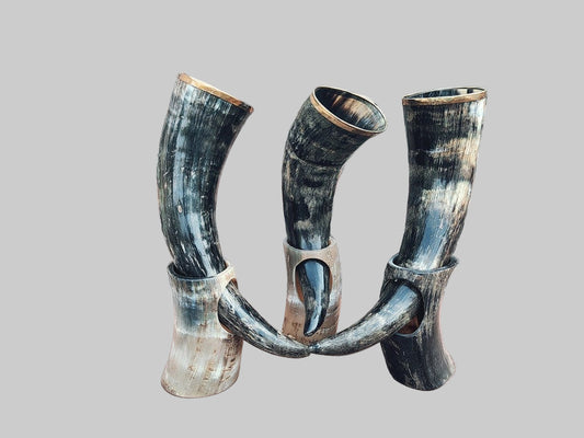Handcrafted Drinking Horn with Stand – Viking beer mug for adults