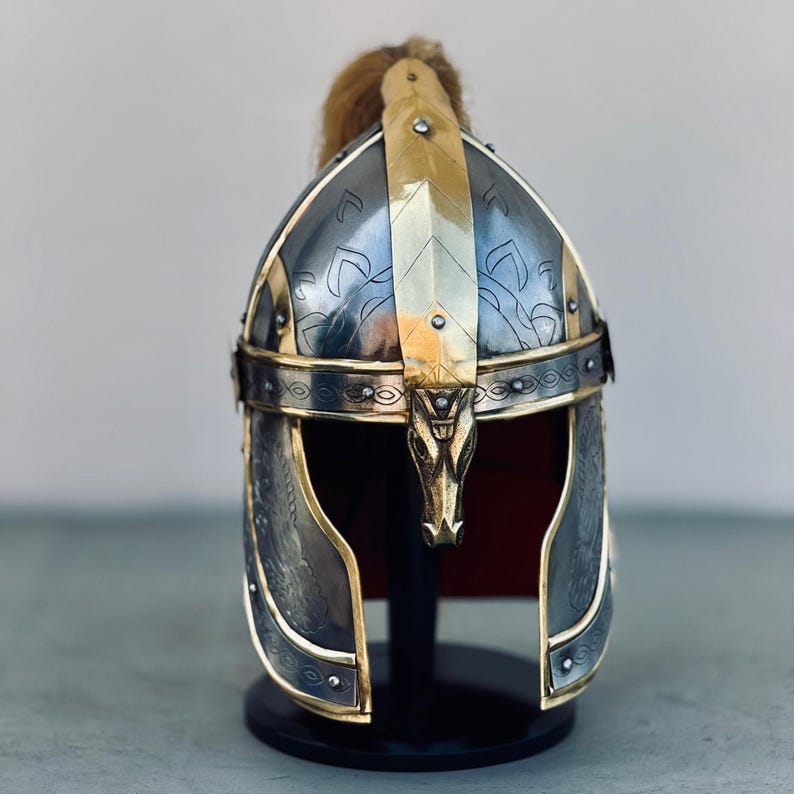 Handcrafted Eomer’s LOTR knight helmet made from 18-gauge steel for cosplay enthusiasts