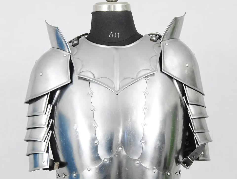 Handcrafted knight cuirass with durable steel construction for LARP cosplay and battle costume