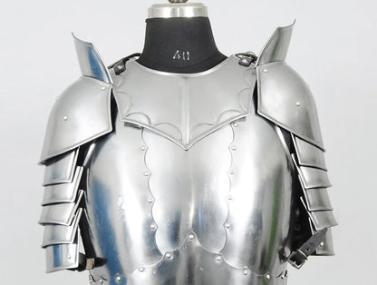 Handcrafted knight cuirass with durable steel construction for LARP cosplay and battle costume