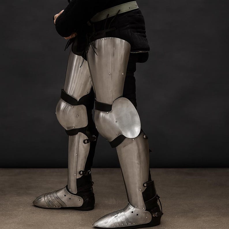 Handcrafted medieval steel plate armor set for historical reenactment and knight combat