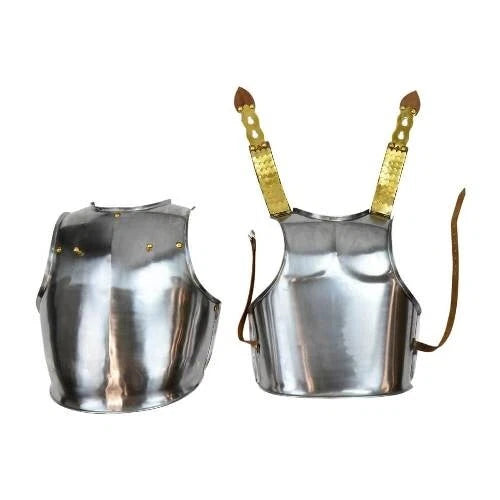 Handcrafted Napoleonic cavalry armor with polished steel cuirass and brass fittings for military collectors and display