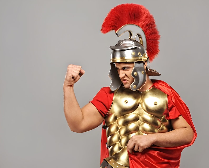 Handcrafted Roman armor steel and leather historical reenactment costume