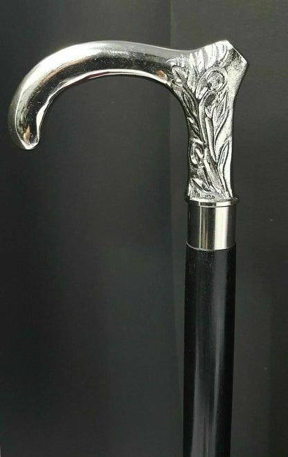 Handcrafted Victorian wooden cane with nautical brass handle