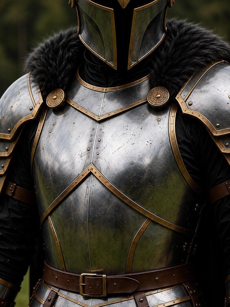 Handmade Fantasy Knight Armor With Winged Helmet full body gothic knight costume for LARP cosplay and Renaissance fairs