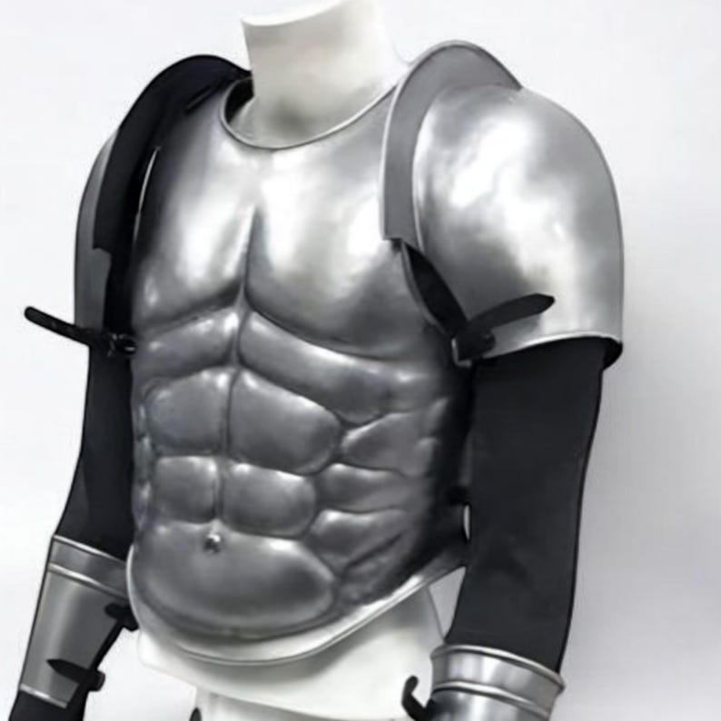 Handmade fantasy knight muscle armor chest plate with adjustable leather straps