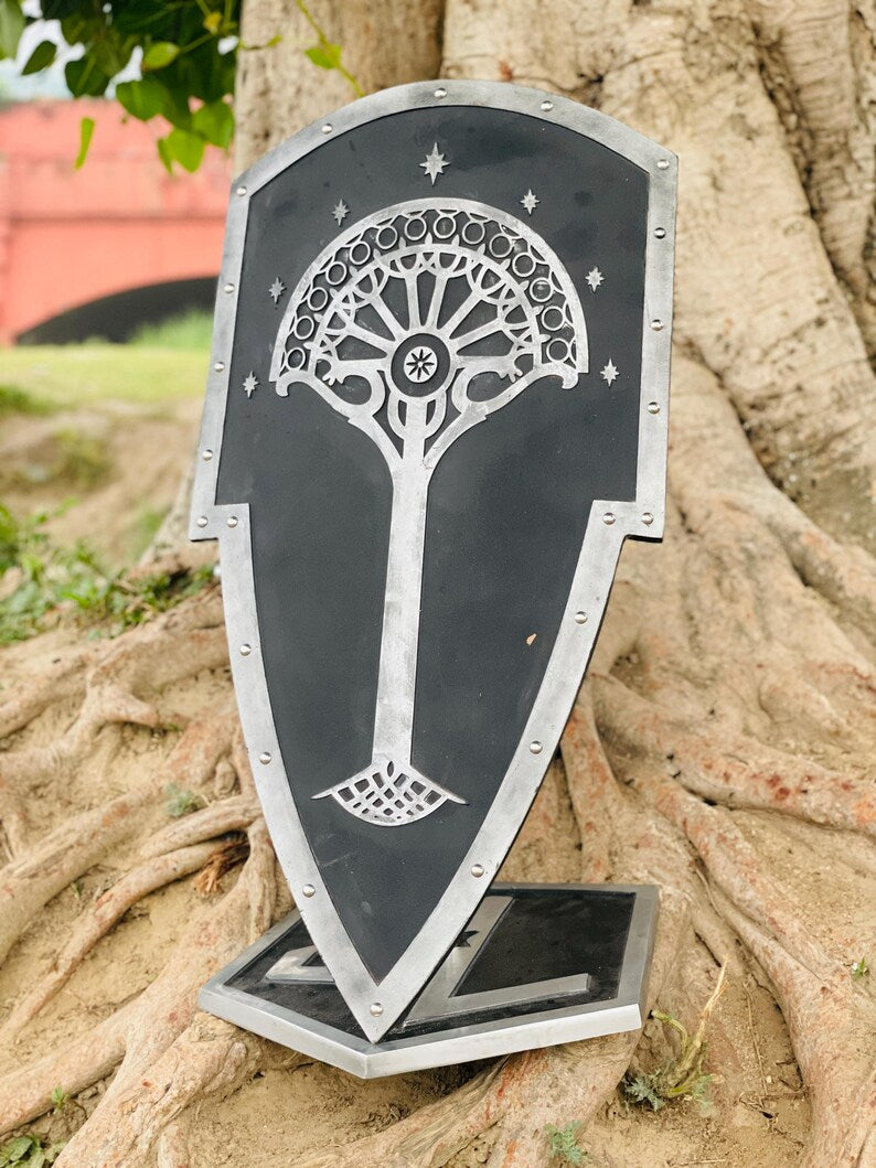 Handmade Gondor Shield wooden LARP shield and medieval cosplay prop with authentic finish