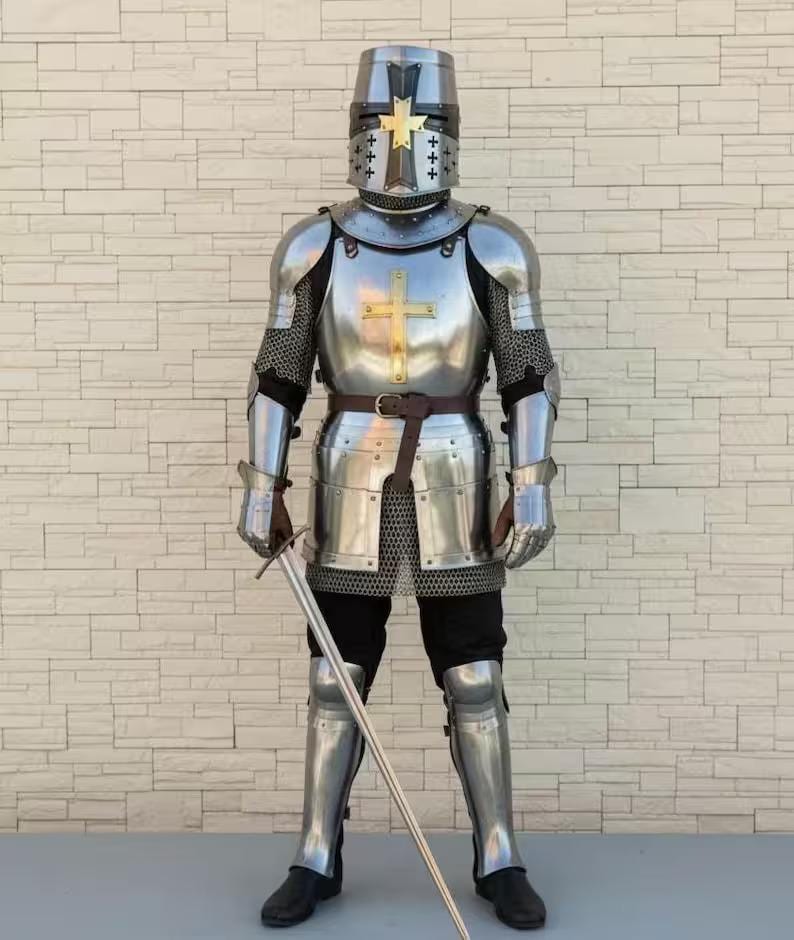 Handmade Gothic Knight Armor Set made from 18 gauge steel wearable medieval suit for cosplay and reenactment