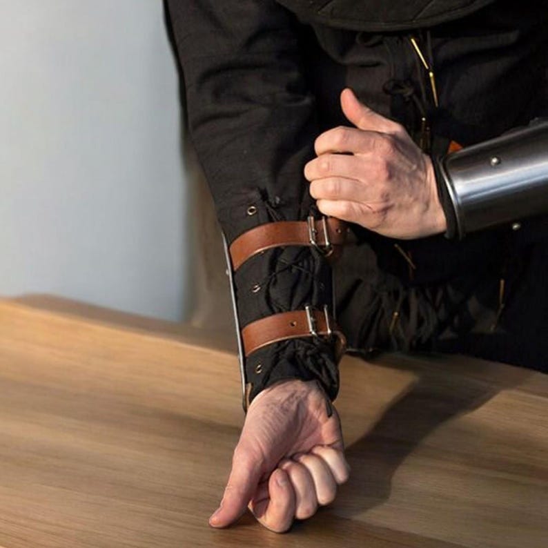 Handmade knight bracers with adjustable genuine leather straps