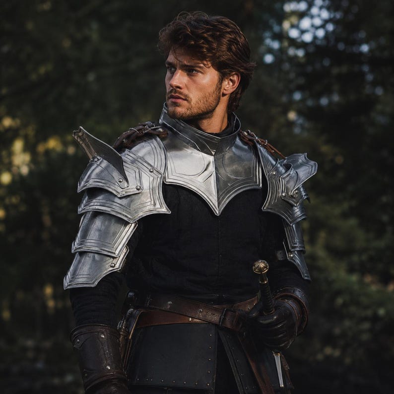 Handmade Medieval Knight Shoulder Armor Pauldrons with layered plate construction