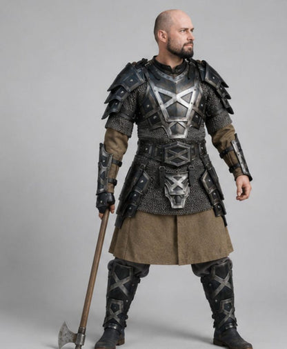 Handmade Medieval LARP Costume Armor with Steel Cuirass and Pauldrons