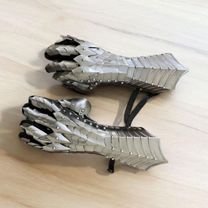 Handmade medieval Nazgûl gauntlets crafted for LARP enthusiasts