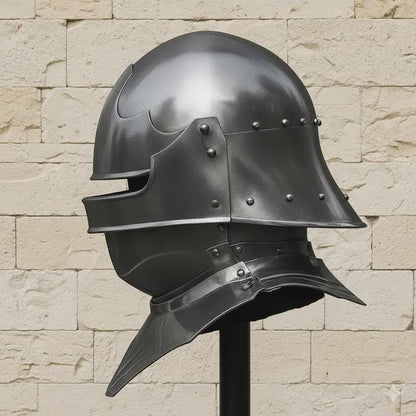 Handmade steel medieval sallet helmet and gorget set for cosplay and reenactment