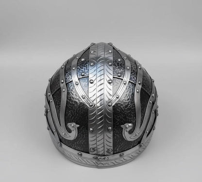 Handmade Viking helmet with dragon for LARP cosplay and medieval fairs