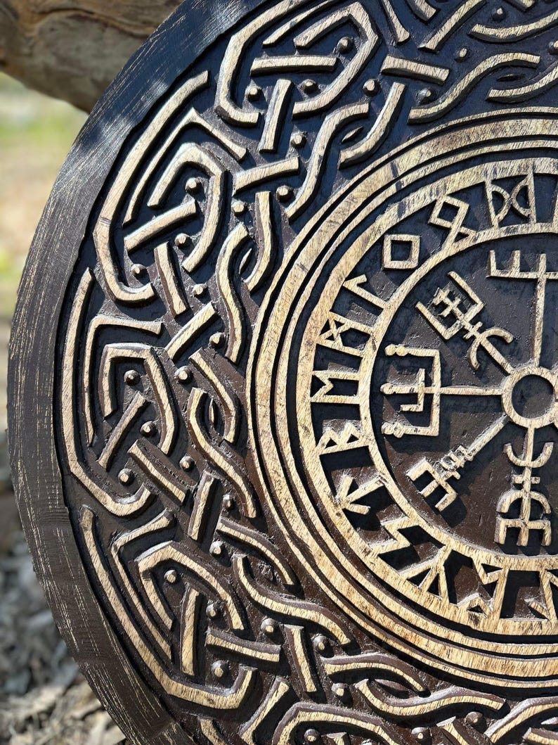 Handmade Viking Runic Shield for authentic Viking home decor