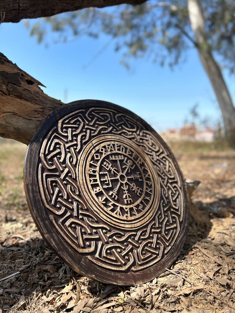 Handmade Viking Runic Shield designed for Viking-inspired wall decor
